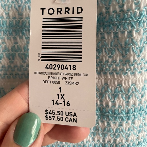 Torrid Size 1 1X 14/16 White and Blue Tank Top - Picture 8 of 12